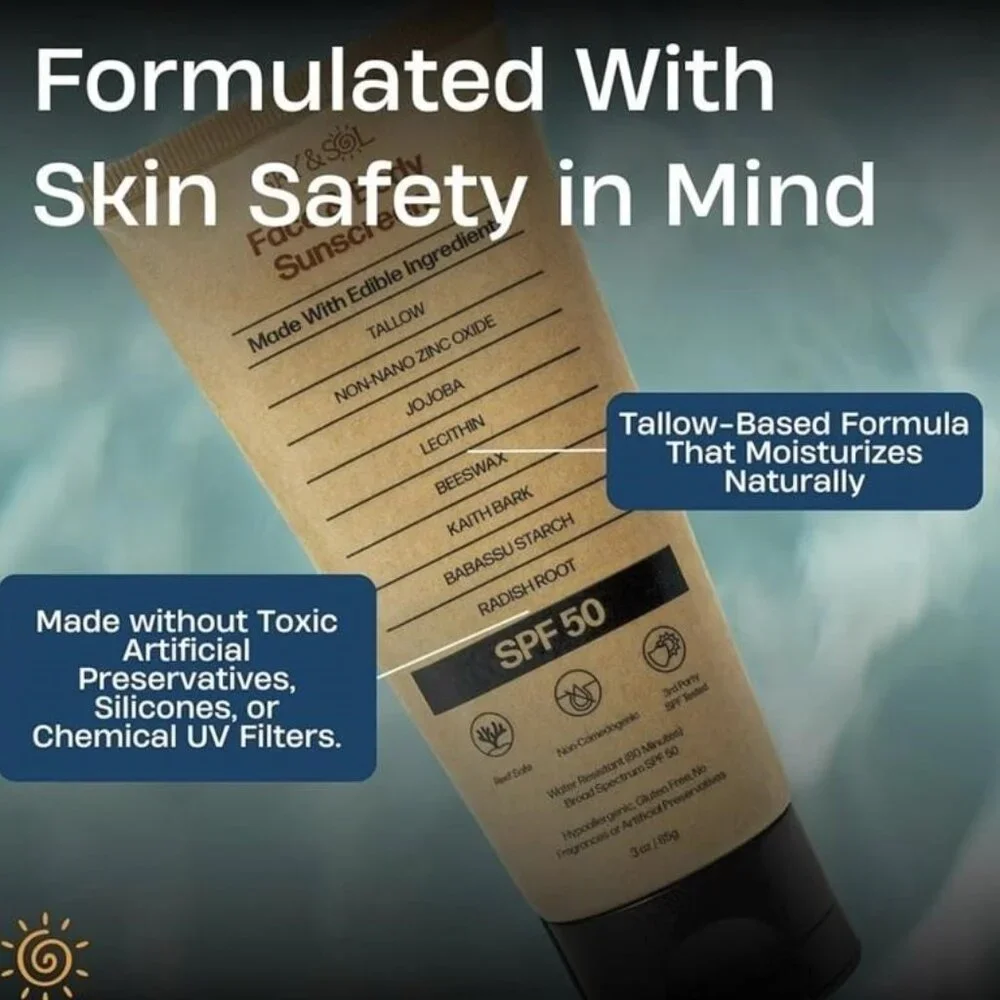 New SKY & SOL Non-Toxic Natural Mineral Sunscreen SPF 50